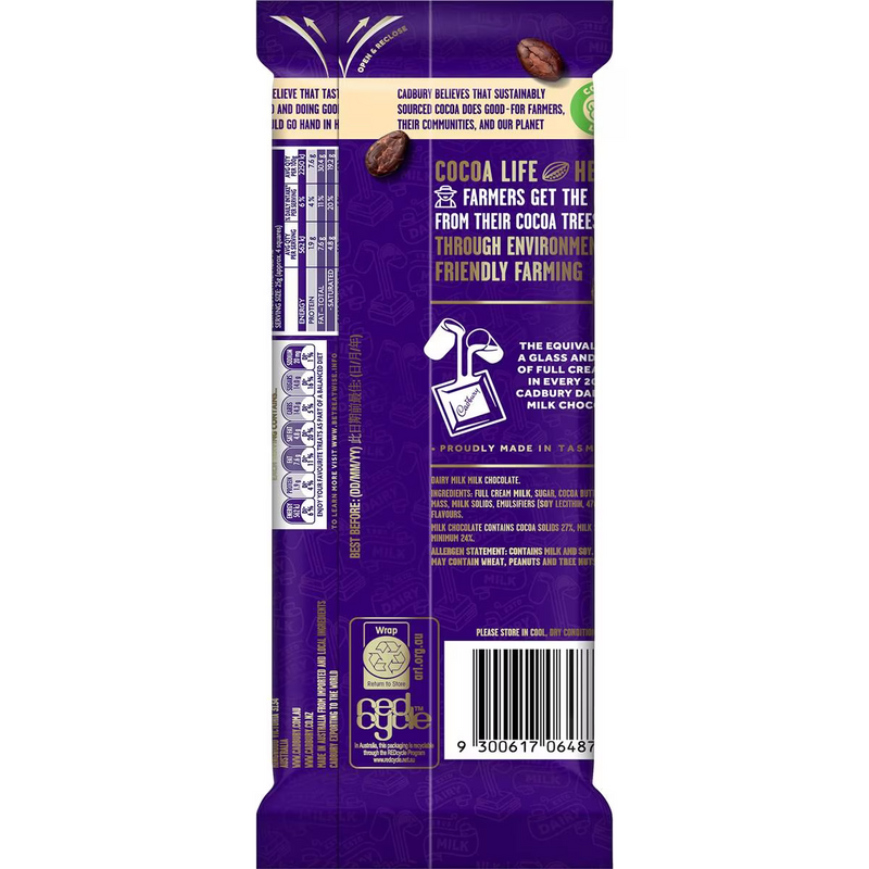 Cadbury Dairy Milk Chocolate Block 180g - Image 3