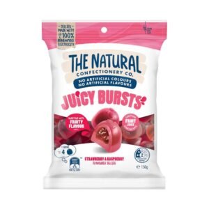 The Natural Confectionery Co. Juicy Bursts Strawberry & Raspberry Lollies | 150g