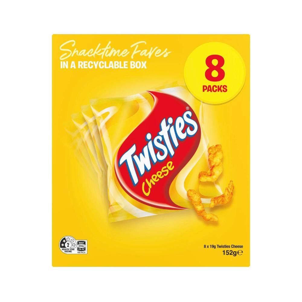 Twisties Cheese Snacks Lunchbox Multipack 8 Pack | 152g